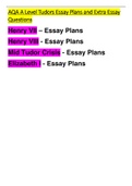 AQA A-level History Tudors 1C A* (achieved) full revision guide, essay plans, sample answers 