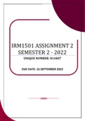 IRM1501 ASSIGNMENTS 1 & 2 FOR SEMESTER 2 - 2022