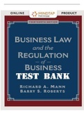 Test Bank For Business Law and the Regulation of Business | 13th Edition | Richard A. Mann | Barry S. Roberts. All Chapter 1-50. 741 Pages