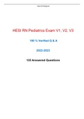 HESI RN Pediatrics Exam 2022-2023 V1, V2,V3 – (100 % Verified Q & A)