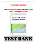 Test Bank for Success in Practical Vocational Nursing 9th Edition by Knecht All Chapters-A+ Guide-2022