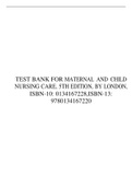 TEST BANK FOR MATERNAL AND CHILD NURSING CARE, 5TH EDITION, BY LONDON