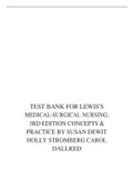 TEST BANK FOR LEWIS'S MEDICAL-SURGICAL NURSING, 3RD EDITION CONCEPTS & PRACTICE BY SUSAN DEWIT HOLLY STROMBERG CAROL DALLRED