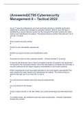 WGU C795 Cybersecurity Management II - Tactical Bundled with complete solutions