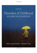 Disorders of Childhood Development and Psychopathology 3rd Edition Parritz Test Bank ISBN-13 ‏ : ‎9781337098113| Complete Guide A+