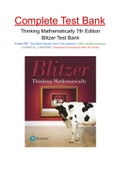 Thinking Mathematically 7th Edition Blitzer Test Bank