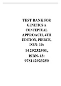 TEST BANK FOR GENETICS A CONCEPTUAL APPROACH, 4TH EDITION, PIERCE