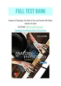 Anatomy & Physiology: The Unity of Form and Function 8th Edition Saladin Test Bank