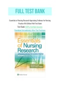 Essentials of Nursing Research Appraising Evidence for Nursing Practice 9th Edition Polit Test Bank