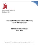 BSN Student Guidebook 2022- 2023School of Nursing and Health Professions  BY Frances M. Maguire