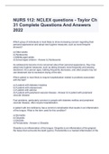 NURS 112: NCLEX questions - Taylor Ch 31 Complete Questions And Answers 2022