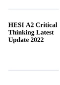 HESI A2 Critical Thinking Latest Exam Update 2022