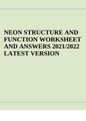NEURON STRUCTURE AND FUNCTION WORKSHEET AND ANSWERS 2021/2022 LATEST VERSION