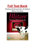 Thinking Mathematically 7th Edition Blitzer Test Bank