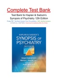 Test Bank for Kaplan & Sadock's Synopsis of Psychiatry 12th Edition
