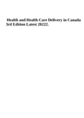 Health and Health Care Delivery in Canada 3rd Edition Latest 2022.