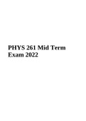 PHYS 261 Human Physiology Mid Term Exam 2022 & PHYS 261-Human Physiology Mid Term Exam With Latest Updated (Questions And Answers).