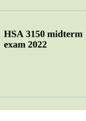 HSA 3150 Midterm Exam 2022 - Questions and Answers Graded