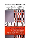 Fundamentals of Condensed Matter Physics 1st Edition Cohen Solutions Manual