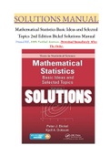 Mathematical Statistics Basic Ideas and Selected Topics 2nd Edition Bickel Solutions Manual VERIFIED AND RATED 100%