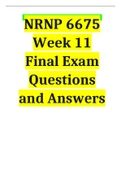 NRNP 6675 Week 11 Final Exam Questions and Answers