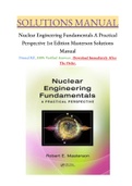 Nuclear Engineering Fundamentals A Practical Perspective 1st Edition Masterson Solutions Manual VERIFIED AND RATED 100%