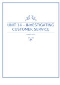 Unit 14: Investigating Customer Service