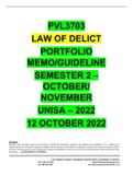 PVL3703 PORTFOLIO MEMO/GUIDELINES - SEMESTER 2 - 2022 OCT./NOV. - UNISA (WITH DETAILED FOOTNOTES AND BIBLIOGRAPHY)