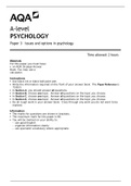 A-level PSYCHOLOGY Paper 3	Issues and options in psychology