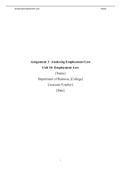 BTEC Business - Unit 24 - Employment Law - Assignment 1