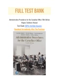 Administrative Procedures for the Canadian Office 10th Edition Kilgour Solutions Manual With Question and Answers, From Chapter 1 to 17