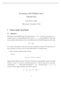 Economics 401 Problem Set 9 Answer Key Prof. David A. Miller