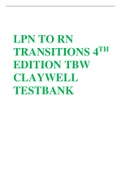 NURS 1205 LPN TO RN TRANSITIONS 4TH EDITION TBW CLAYWELL TESTBANK.