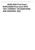 NURS 6560 Final Exam / NURS-6560N Final exam WITH 100% CORRECT 100 QUESTIONS AND ANSWERS  2022 