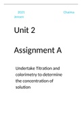 Unit 2 Practical Scientific Procedures and Techniques. Learning Aim A