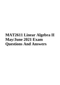 MAT2611 Linear Algebra II May/June 2021 Exam Questions And Answers.