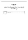 Causes, Practices and Effects of World War One in Europe 
