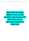 combined solutions for MKTG 396  all about about Introduction to Marketing 2022-2023 winter exam for  Athabasca University 