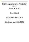 RN Comprehensive Predictor 2019 Form A, B &C Combined 100% VEFIED Q & A Updated for 2022/2023