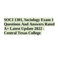 SOCI 1301, Sociology Exam 1 Questions And Answers Rated A+ Latest Update 2022