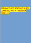 BTEC APPLIED SCIENCE UNIT 2 LEARNING AIM A TITRATION 2022/2023  2 Exam (elaborations) BTEC APPLIED SCIENCE UNIT 2 AIM C APPLIED SCIENCE CHROMATOGRAPHY 2022/2023  3 Exam (elaborations) BTEC APPLIED SCIENCE UNIT 2 AIM A practical scientific procedures and t