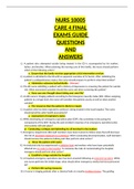 NURS 10005 CARE 4 FINAL EXAMS GUIDE  QUESTIONS AND ANSWERS