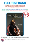 Test Bank For Anatomy & Physiology: The Unity of Form and Function 9th Edition by Kenneth S. Saladin 9781260256000 Chapter 1-29 Complete Guide.