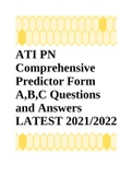 ATI PN Comprehensive Predictor Form A,B,C Questions and Answers LATEST 2021/2022