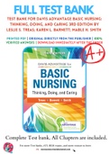 Test Bank for Davis Advantage Basic Nursing: Thinking, Doing, and Caring 3rd Edition By Leslie S. Treas; Karen L. Barnett; Mable H. Smith 9781719642071 Chapter 1-41 Complete Guide .