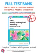 Test Bank for deWit's Medical-Surgical Nursing Concepts & Practice 4th Edition By Holly Stromberg Chapter 1-49 Complete Guide A+