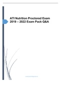 ATI Nutrition Proctored Exam 2019 – 2022 Exam Pack Q&A
