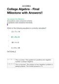 College Algebra - Final Milestone with Answers