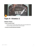  A Level Edexcel Chemistry - Topic 9 - Kinetics 1/I