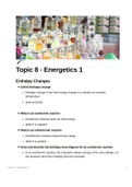 A Level Edexcel Chemistry - Topic 8 - Energetics 1/I